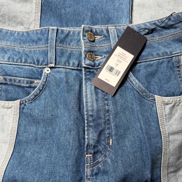 NWT - Veronica Beard Two Tone Taylor High-Rise Wide-Leg Jeans - Picture 2 of 4